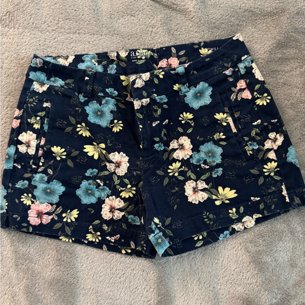 a.n.a Blue and Yellow Bermuda Shorts Lightweight Casual